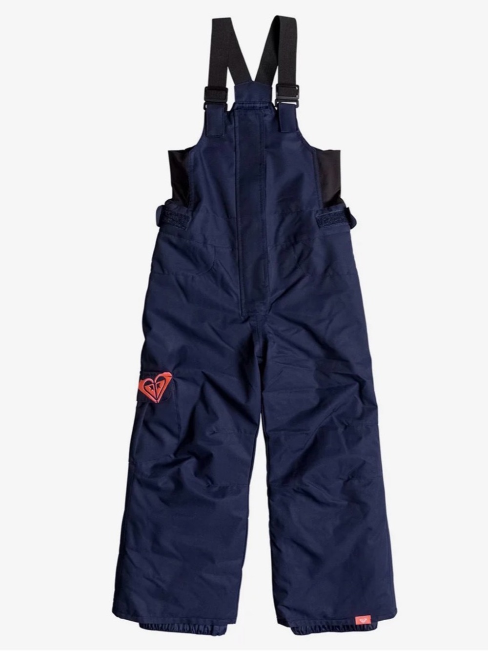 Roxy Girls' Lola Bib snow pants in a dark navy blue color pink logo ski winter